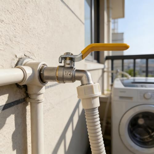 1/2 Zoll Messing Kugelhahn Gartenwasserhahn, Tropffrei Frostsicher Absperrhahn Auslaufhahn, Kugelhahn 1/2 Zoll mit Rollendichtband & Schlauchanschluss für Garten Regentonne Waschmaschine (1)