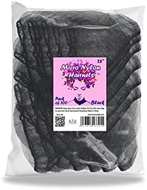 100 Pack Black Nylon Hairnets 28\