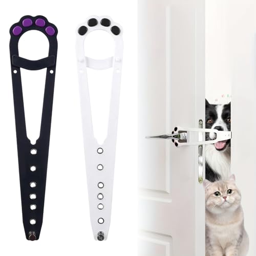 2 Stück Hundeklappe,Türverriegelung Katze Halter,Türgurt Door Latch Cat,Katzentür,Verstellbarer Katzentürriege,Cat Door,tür Offen Halter,Türstopper Katze für Hunde,lässt Katzen Rein,Hält Hunde Draußen