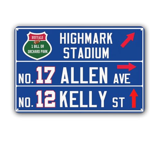 12 x 8 Bill Wall Decor Art Poster Buffalo Football Metal Tin Sign Bill Gifts for Boys Men Home Room Decor