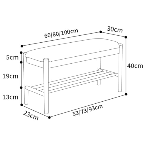 Banc à chaussures en bois massif d'entrée 2 niveaux avec coussin 80 cm - 3