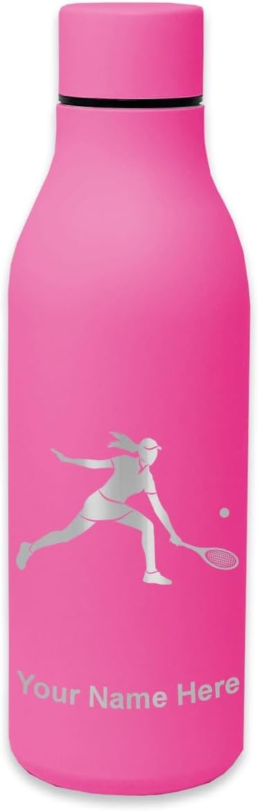 Double Wall Stainless Steel Water Bottle, Tennis Player Woman, Personalized Engraving Included