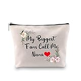 BLUPARK Nana Gift Grandma Birthday Gift My Biggest Fans Call Me Nana Canvas Cosmetic Bag for Grandma...