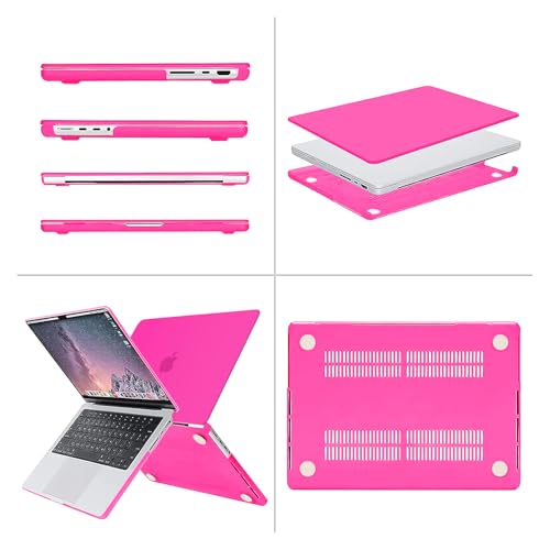Image of MOSISO Compatible with MacBook Pro 14 inch Case 2025 2024 2023 2022 2021 M5 M4 M3 M2 M1 A3434 A3112 A3185 A3401 A2918 A2992 A2779 A2442, Hard Shell&Keyboard Cover&Screen Film&Pouch,Bright Rose