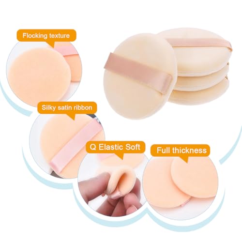 SGERUFZ 8pcs Runde Powder Puff Ultraweich Kristallsamt Puderquaste Wiederverwendbar Waschbar Hautfarbe Puderquaste Nass und Trockengebrauch Make-Up-Tools Puderquaste für Setting Powder, Körperpuder