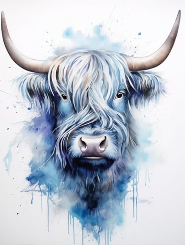 Kit Point de Croix Vache des Highlands 14CT Broderie Toile Pré-Imprimée 80x100cm