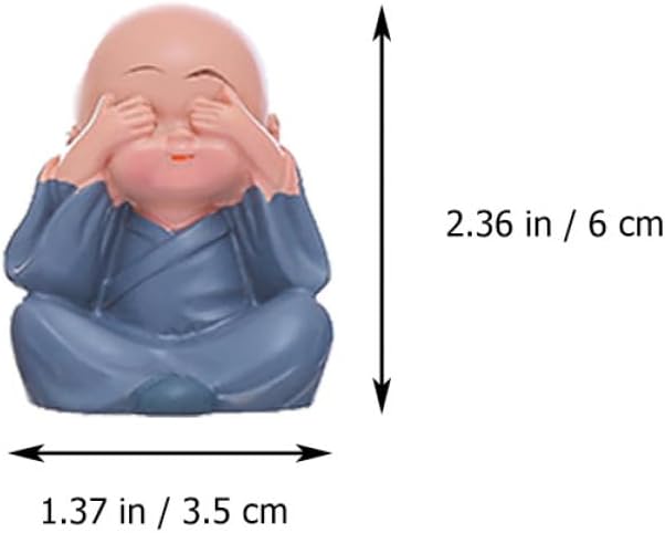 8pcs Mini Monk Statue Resin Craft Xmas Desktop Ornament image 2