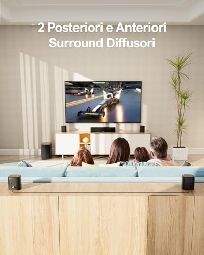 ULTIMEA Soundbar 7.1ch per TV, Sistema Audio Surround per Home Cinema, 4 Altoparlanti Surround, Subwoofer da 4", Controllo Tramite App, Equalizzatore Regolabile, Bluetooth 5.3, Aura A40 - Immagine 2
