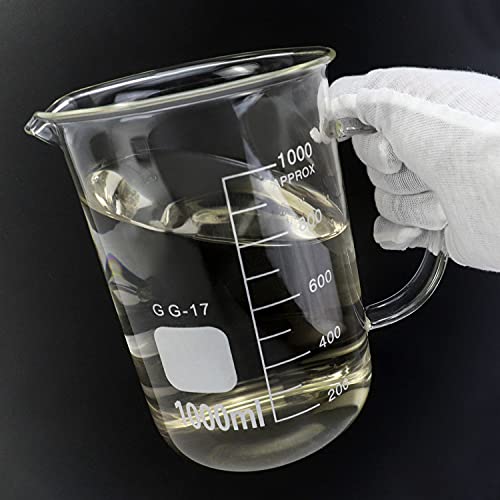 image for QWORK Beaker with Handle, 1000ml/33.81oz Measuring Cup, Borosilicate G