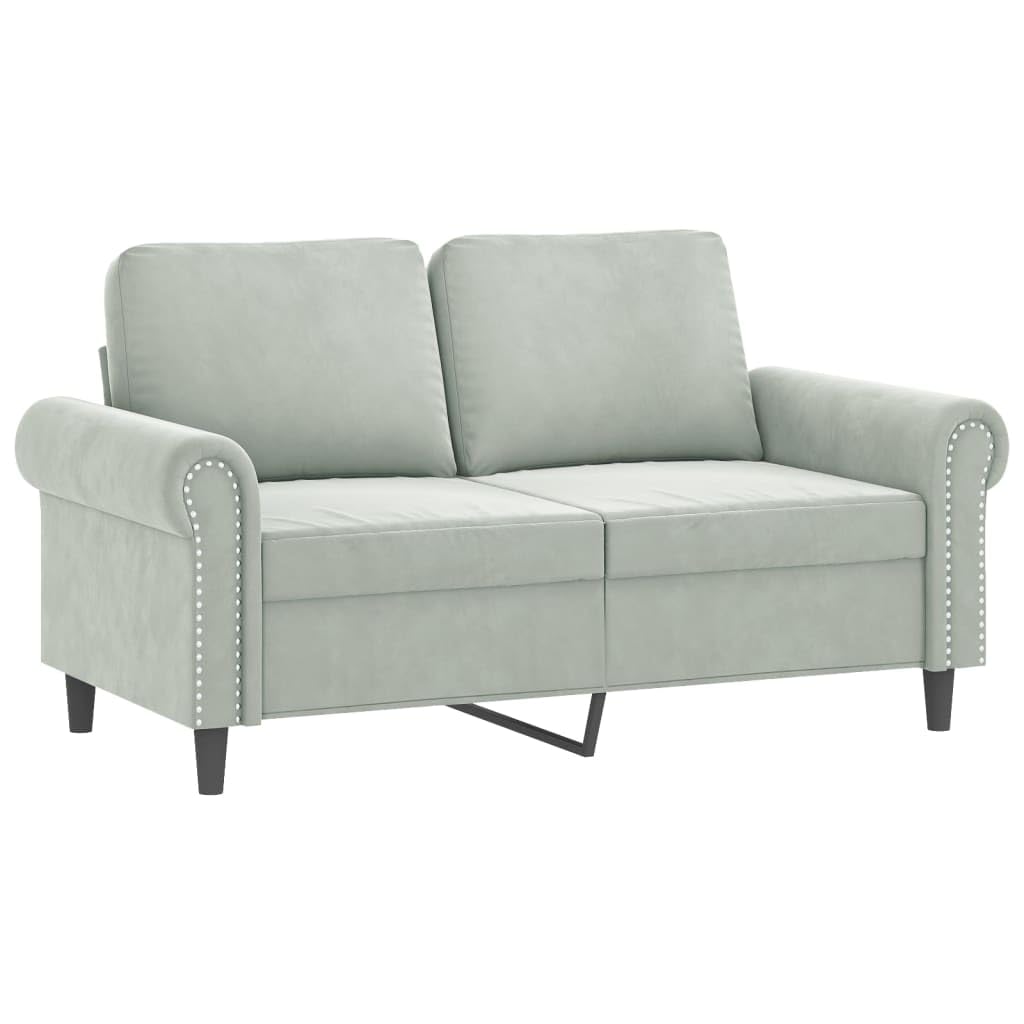 Canapé 2 Places, Causeuse de Salon Fauteuil Sofa 2 Places avec oreillers Gris Clair 152 x 77 x 80 cm Velours