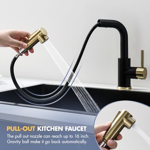Image of GIMILI Bar Sink Faucet Black and Gold Single Hole