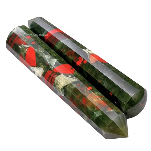 Image of African Bloodstone Crystal Wand - Pointed Crystal Wand for Energy Healing, Chakra Balancing, Meditation and Home Decor - Crystals and Healing Stones for Gift