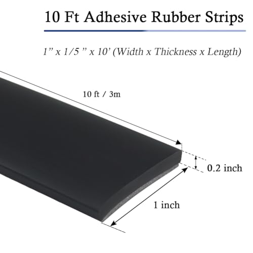 Image of Neoprene Rubber Strips Self Adhesive Solid Rubber Sheets, Rolls & Strips for DIY Gaskets Crafts Pads Seals Warehouse Flooring Neoprene Sheet with Adhesive Backing (1 inch Wide x 1 /5 inch Thick x 10' Long)