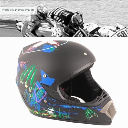 Master Youth Casco Moto Motocross Adolescente Casco Sci Scooter ATV per Ragazzi e Ragazze Four Seasons Terrain con Occhiali e Guanti (M)