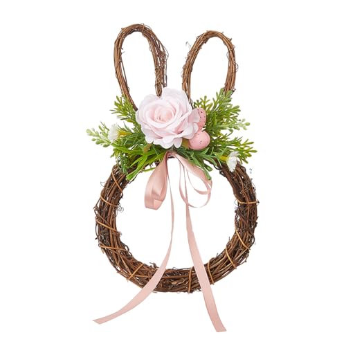 Corona di Pasqua - Decorazione con coniglio | Corona decorativa per feste | per ufficio appartamento interno esterno parete soggiorno finestra ingresso giardino patio