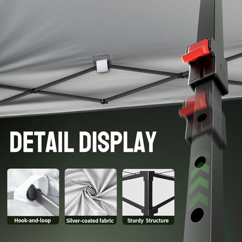 Image of CROWN SHADES 10x10 Pop Up Canopy Tent, Outdoor Canopy, Black | Patented CENTERLOK One Push Instant,Outdoor Canopy with STO-N-GO Bag,8 Stakes &4 Sand Bags,Waterproof,Vented,Beach,Camping