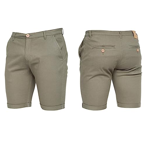 Crosshatch Mens Stretch Slim Fit Chino Shorts with Pockets for Summer, Holiday, Golf by Jeanbase Khaki 32