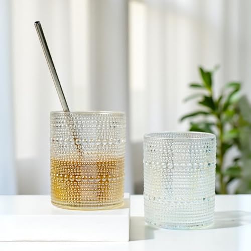 Image of SASASA Vintage Hobnail Bubble Glass Set | Drinking Glasses for Water, Juice, Cocktails | Set of 6, 300ml (12119)