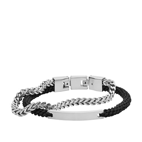 Fossil Men's Stainless Steel Engravable ID Bracelet, Color: Silver/Black (Model: JF03325040) by Fossil - Used condition - US$32.11