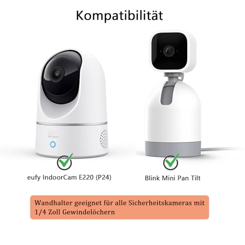 TEKCAM Supports Muraux Compatibles avec Eufy Security Indoor Cam E220 & Blink Mini Pan Tilt Indoor Camera, Support Plafond Accessoires pour Caméra Surveillance, Métal Super Dur (Sans Caméra) – Image 3