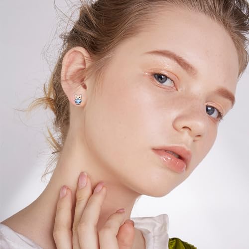 Image of 925 Sterling Silver Dog Earrings Cute Animal Puppy Stud Earrings Dog Jewelry Gifts for Women Girls Pet Lover Hypoallergenic Earrings for Sensitive Ears