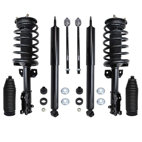 Image of Detroit Axle - Front End 14pc Suspension Kit for 05-10 Ford Mustang 2005 | 2006 2007 2008 2009 2010, 2 Struts 2 Rear Shock Absorbers 2 Lower Control Arms 2 Sway Bars 4 Tie Rods 2 Boots Replacement