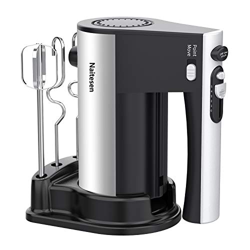 Hand Mixer Electric 600W 10 Speed Powerful with Turbo Handheld Mixer for Baking Cake Kitchen Mixer with Beaters Dough Hooks, Whipping Mixing Cookies, Brownies, Batters, Meringues, Mashed Potatoes