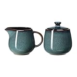 Ritzenhoff & Breker Bali Milch- und Zucker-Set, Milchkännchen (320 ml) und Zuckerdose (350 ml) für 6 Personen, Skandinavisches Design mit Reaktivglasur, Steinzeug, Blau