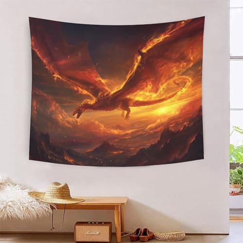 Tapisserie Flame Ptérosaure 3D TNSGHAVED 180x230cm grand format en tissu pour salon