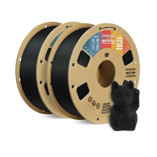 OVERTURE PLA Matte 3D Printer Filament 1.75mm, Matte PLA 2kg Cardboard Spool (4.4lbs), Dimensional Accuracy +/- 0.02 mm (Matte Black 2-Pack)