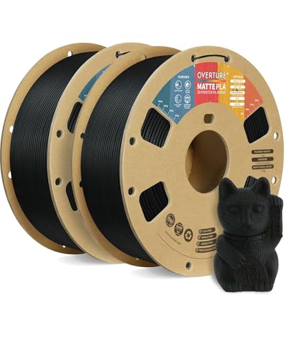 Image of OVERTURE PLA Matte Filament 1.75mm, Matte PLA Roll 1kg Spool (2.2lbs), Dimensional Accuracy + /- 0.05 mm, Fit Most FDM Printer (Matte Black 2-Pack)