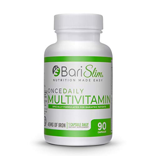 BariSlim Once Daily Bariatric Multivitamin Capsule - 45 mg of Iron - Bariatric Vitamin and Supplement for Post Bariatric Surgery Including Gastric Bypass and Gastric Sleeve - 3 Month Supply - 90 Count