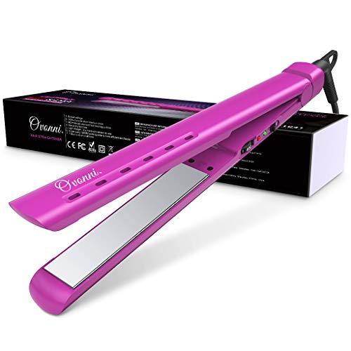 Ovonni Flat Iron 1 Inch Nano Titanium Hair Straightener，Professional Dual Voltage，Instant Heat Up High
