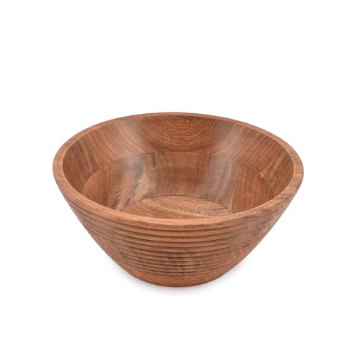Indus Lifespace Cuenco de madera de acacia para encimera de cocina o cuencos de frutas de madera para decoración o panes y frutas, cocina, comedor, postres, aperitivos (22.86 cmx22.86 cmx10.16 cm)