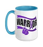 Alzheimer's Dementia Awareness Support Warrior Ceramic Mug, Blue/White, 15oz