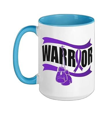 Alzheimer's Dementia Awareness Support Warrior Ceramic Mug, Blue/White, 15oz