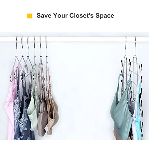 TOPIA HANGER Tank Tops Hanger 2 Pack Camisole Space Saving Bra Organizer Metal Folding Closet Hangers for Bathing Suits, Strappy Dresses Scarfs, Pajamas (Black -CT32B)