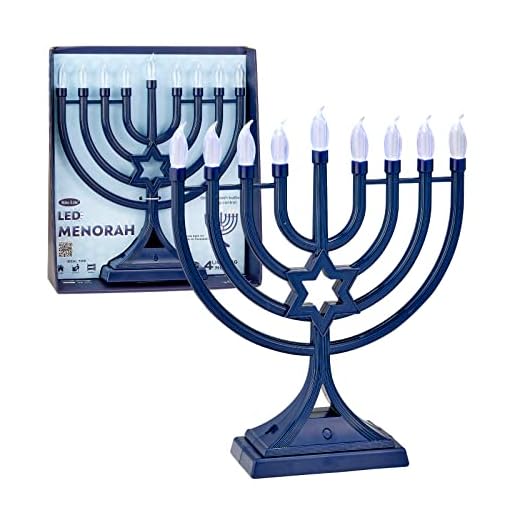 Rite Lite Blue Electric LED Low Voltage Chanukah Menorah Star of David with Clear Bulbs - Hanukkah Menorah Battery or USB Powered