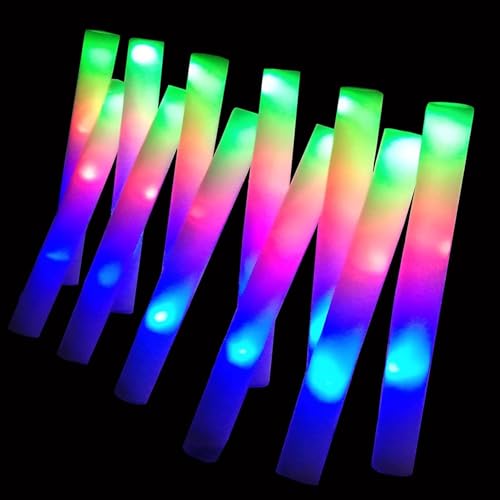 16 PCS Foam Glow Sticks Bulk Glow in The Dark Party Supplies 3 Modes Flashing LED Light Sticks Glow in The Dark Party Supplies Light Up Toys for Parties