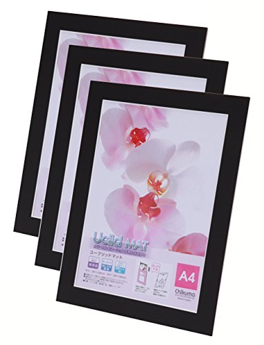 【まとめ買いセット】 Chikuma フォトフレーム Uclidマット A4 ブラック 3枚セット 15857-8