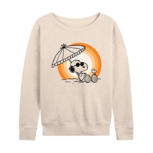 HYBRID APPAREL - Peanuts - Summer Edition - Snoopy & Woodstock Relaxing - Women's Lightweight French Terry Pullover