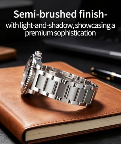 Image of BINLUN Thick Stainless Steel Watch Band Metal Heavy Polished Matte Brushed Finish Watch Strap Replacement for Men Women 16mm /18mm /20mm /21mm /22mm /23mm /24mm /26mm
