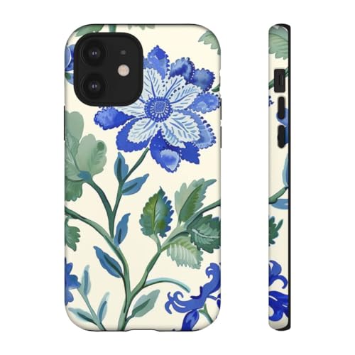 Coque iPhone 12 fleur bleue aquarelle pour style élégant
