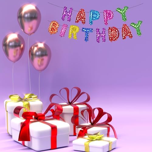 Image of KITTER Happy Birthday Letters Foil Balloon Set for Decoration | Multicolour Happy Birth Day Balloons Banner Set for Boys, Girls, Adults | Colorful Birthday Letters Foil Banner Balloons