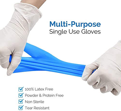 Basic Disposable Vinyl Gloves 100Pcs, Medium Size, Cleaning Gloves, Food Service Gloves, Powder Free, Latex Free, Non-Sterile For All Purposes Gloves, Blue (Bmpf3002) #TOP2