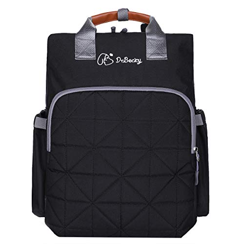 Dr.Becky Diaper bag backpack Large Capacity Multi-Function Shoulder baby Waterproof backpack (black）