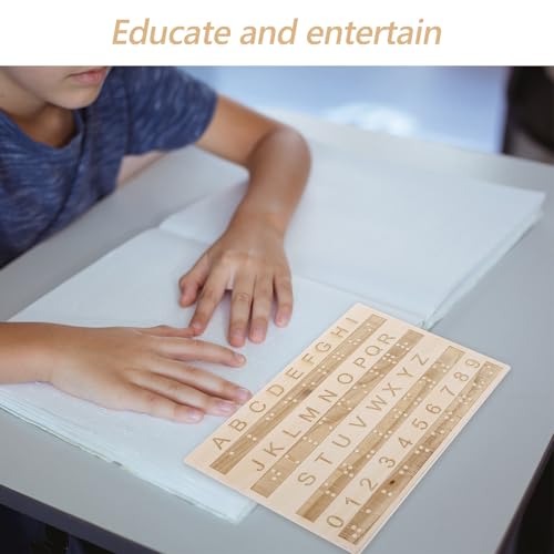 FELTECHELECTR Tableau à Lettres en Bois Outil Éducatif Tactile pour Apprendre le Braille Planche D'écriture Braille en Bois, Apprentissage Couleur Aléatoire pour Garçon et – vue 6