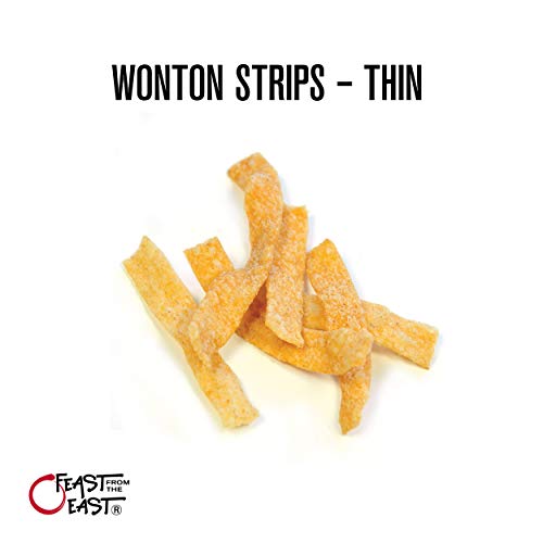 Feast From The East Asian Salad Toppings - Wonton Strips - All-Natural - No Preservatives - Thin 4 Ounce (Pack of 6)