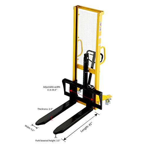 Xilin Manual Pallet Truck Stacker 2200Lbs Capacity 63" Hydraulic Lift Height With Adjustable Forks And Fixed Legs Handling Tools #TOP7