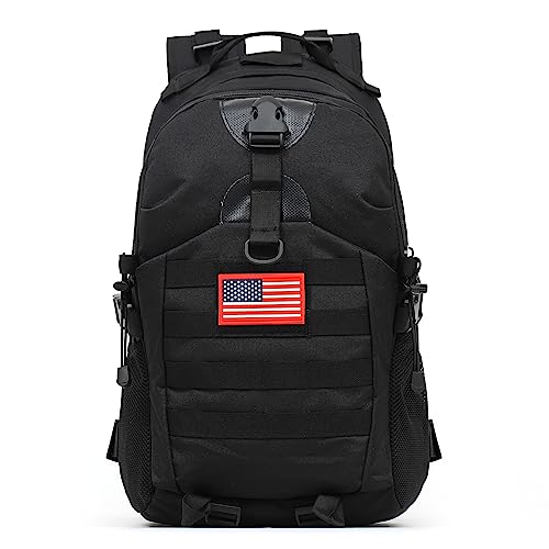 Yuanhees Mochila camuflada, pequena mochila tática para atividades ao ar livre, mochilas militares para meninos adolescentes para escola com porta de carregamento USB, 40L, C - preto, 30L, Mochilas